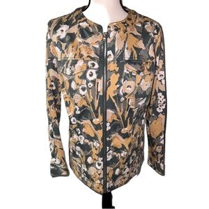 Denim & Company Floral Camouflage Front Zip Jacket Size Small